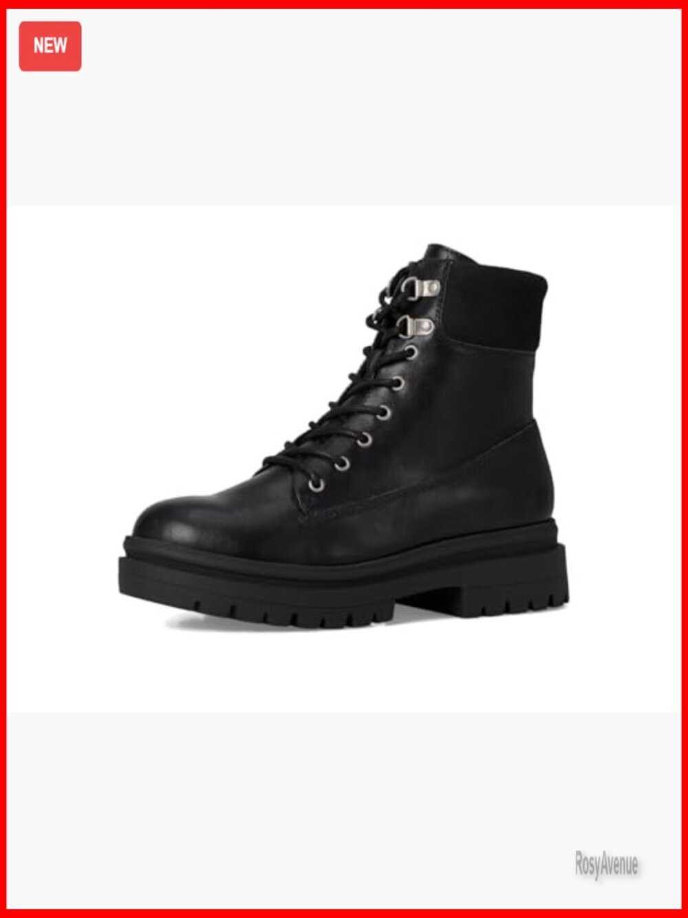 Combat Boots with Lug Sole and Buckle Detail, Platform Heel, Lace-Up Closure - Picture 2 of 6